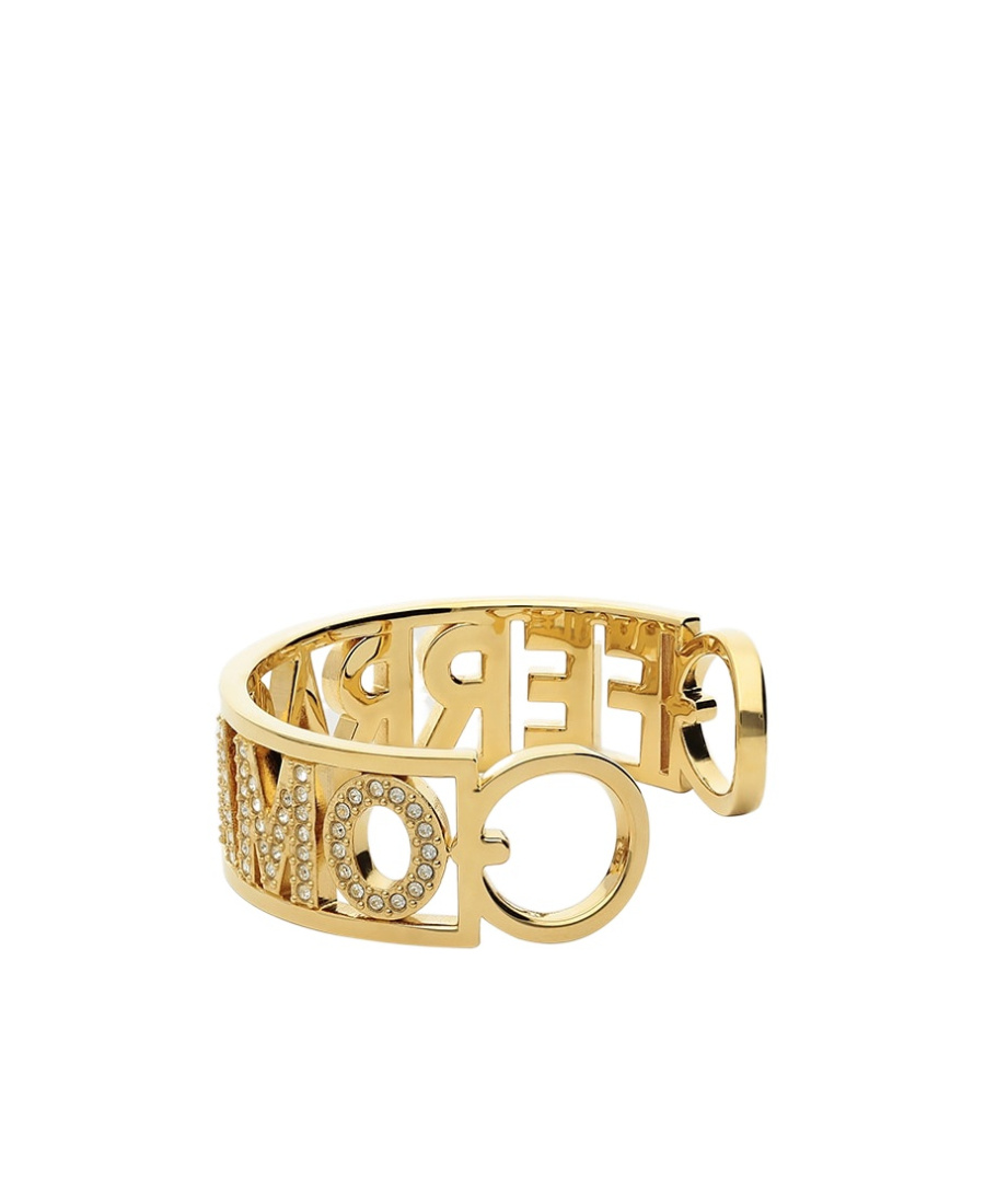 Ferragamo Rhinestone-embellished Cuff Bracelet In Yellow