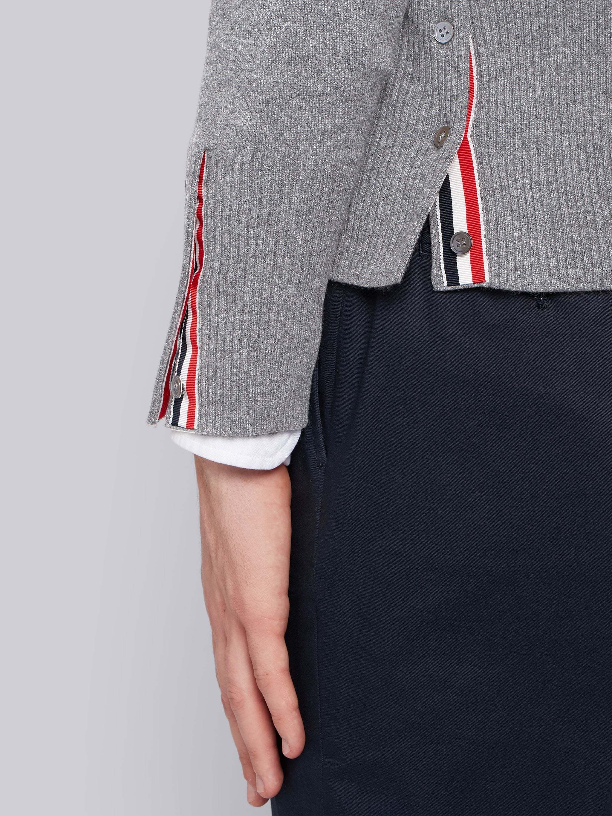 Thom Browne 4-bar V-neck Cashmere Cardigan In Gray