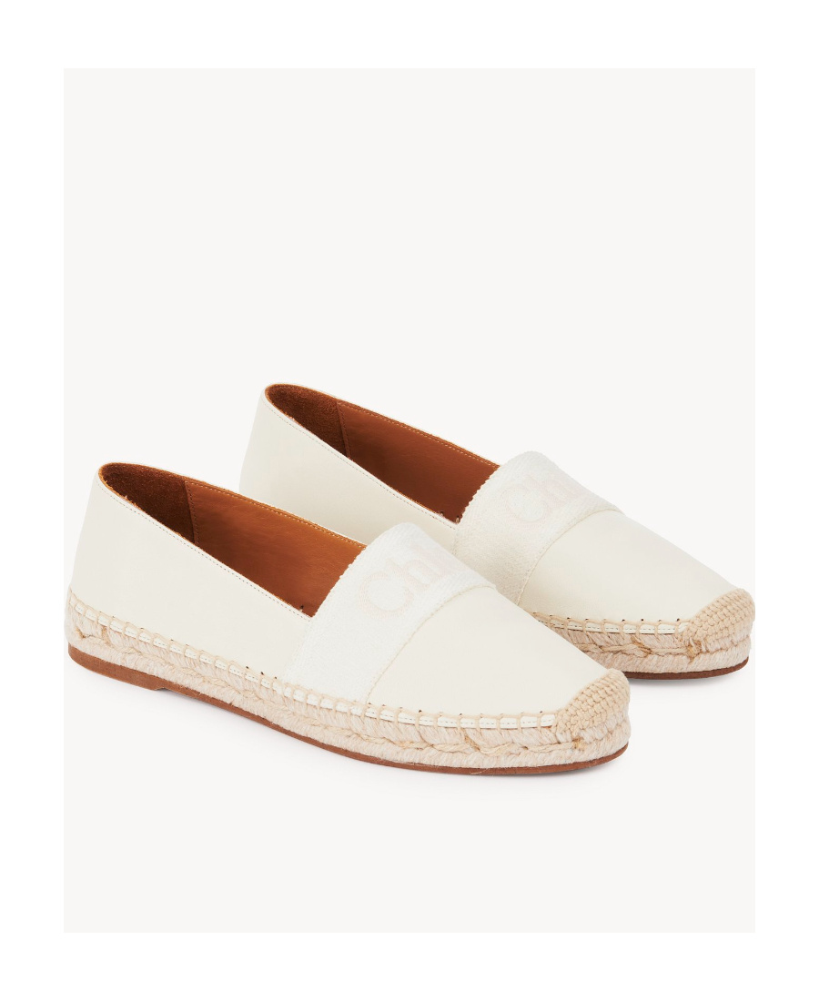Chloé Piia Logo-embroidered Espadrilles In White