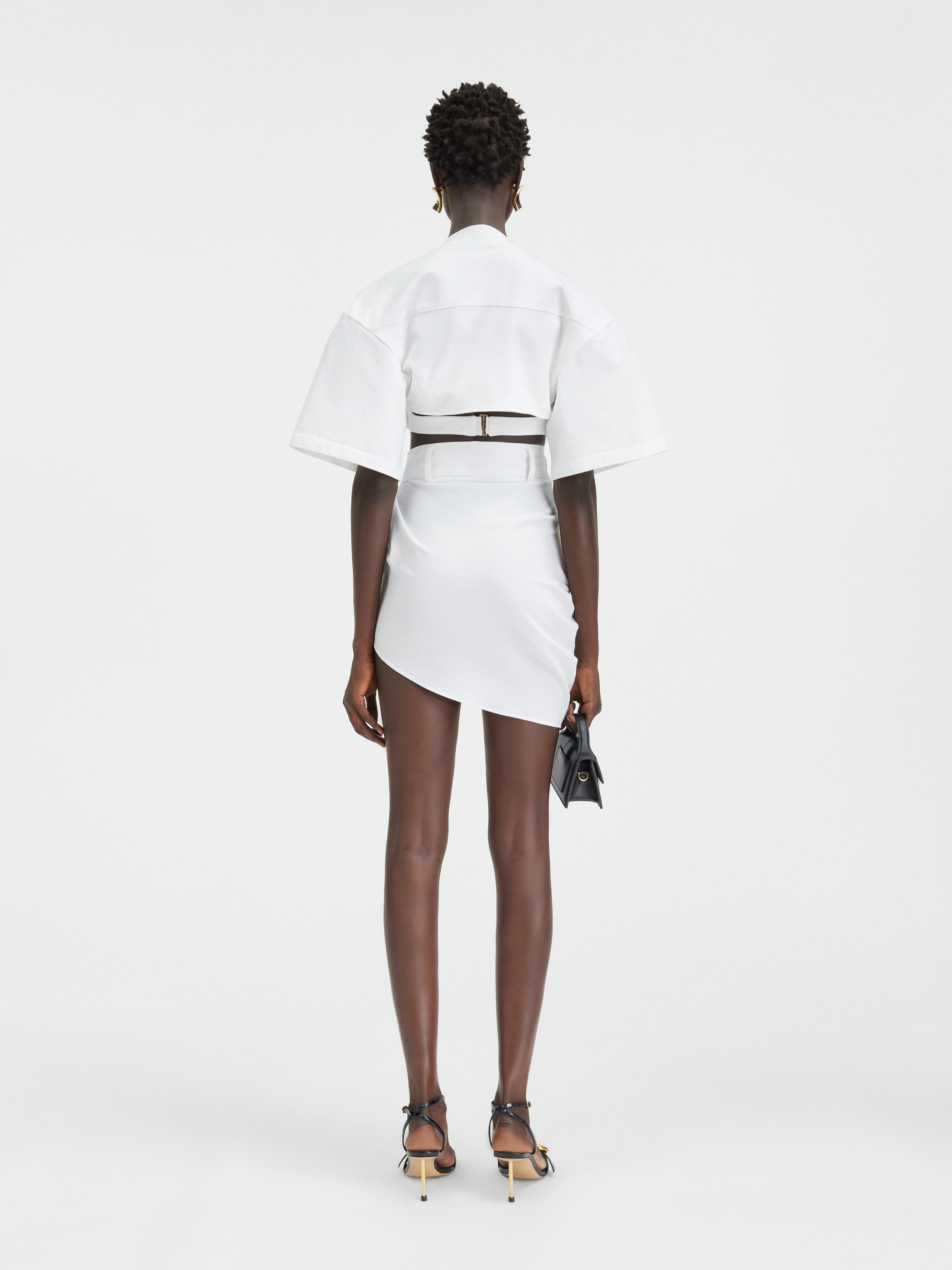 Jacquemus La Mini Jupe Saudade Draped Miniskirt In White