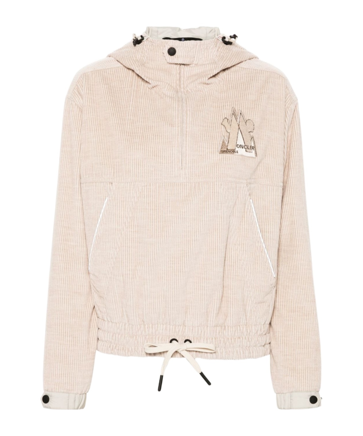 Moncler Logo-patch Hoodie In Nude