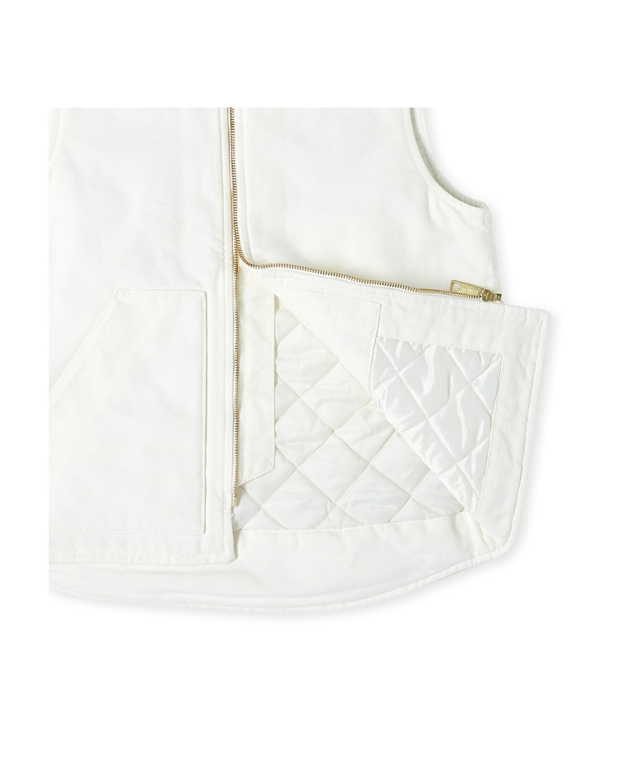 Carhartt Vest With Patch Pockets And Ribbed Collar In White