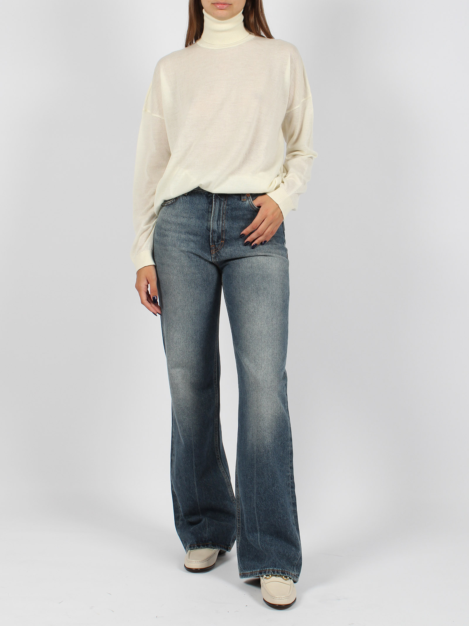 Haikure Belt Ring Denim Trousers In Blue