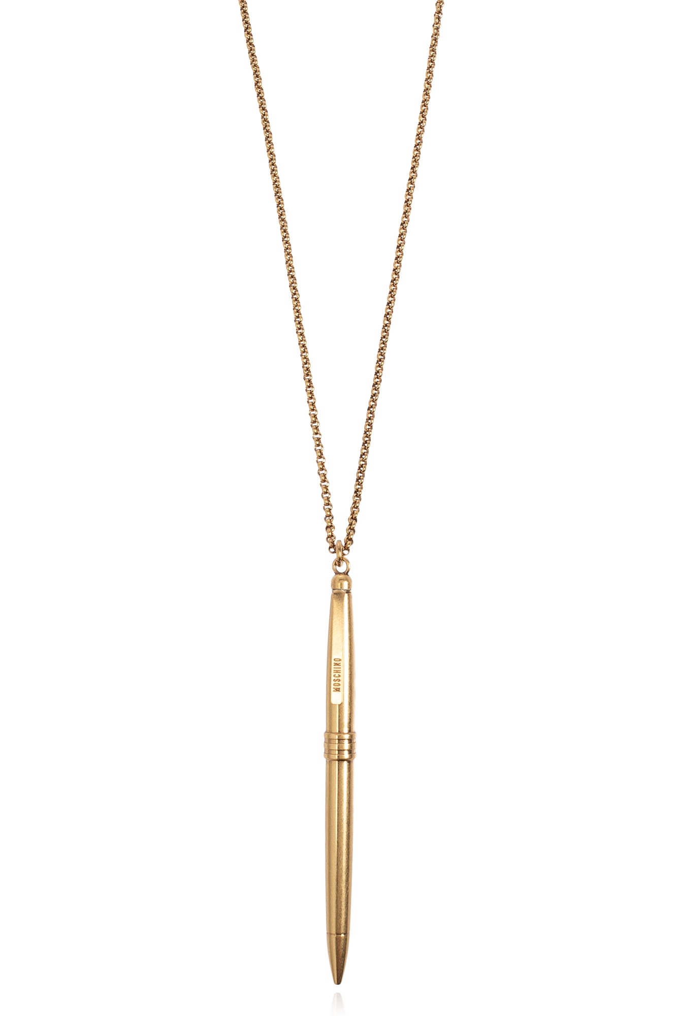 Moschino Feather-pendant Necklace In Yellow