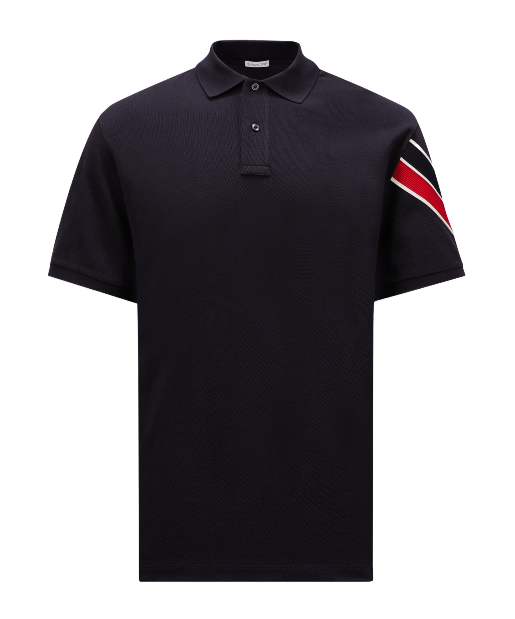 Moncler Short Sleeve Pique Polo Shirt In Blue