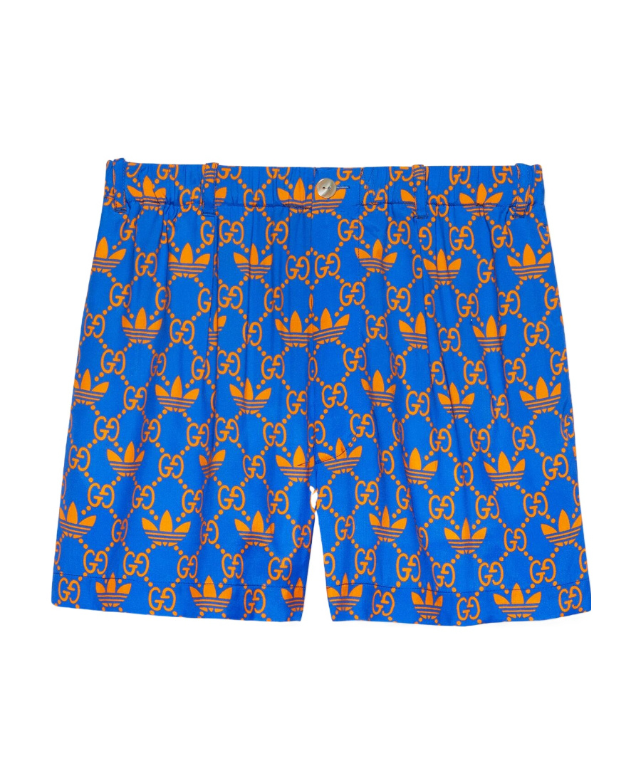 Gucci X Adidas Clover Printed Shorts In Blue