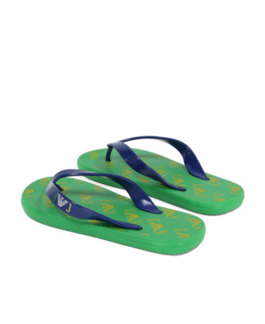 Armani Jeans Logo Flip-flops In Green