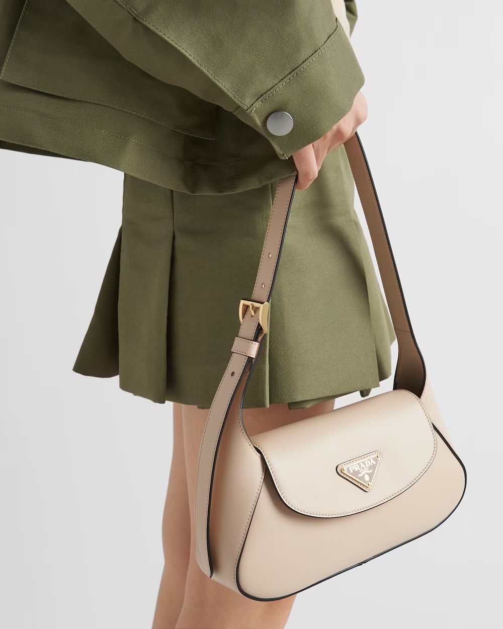 Prada Small Leather Shoulder Bag In Brown