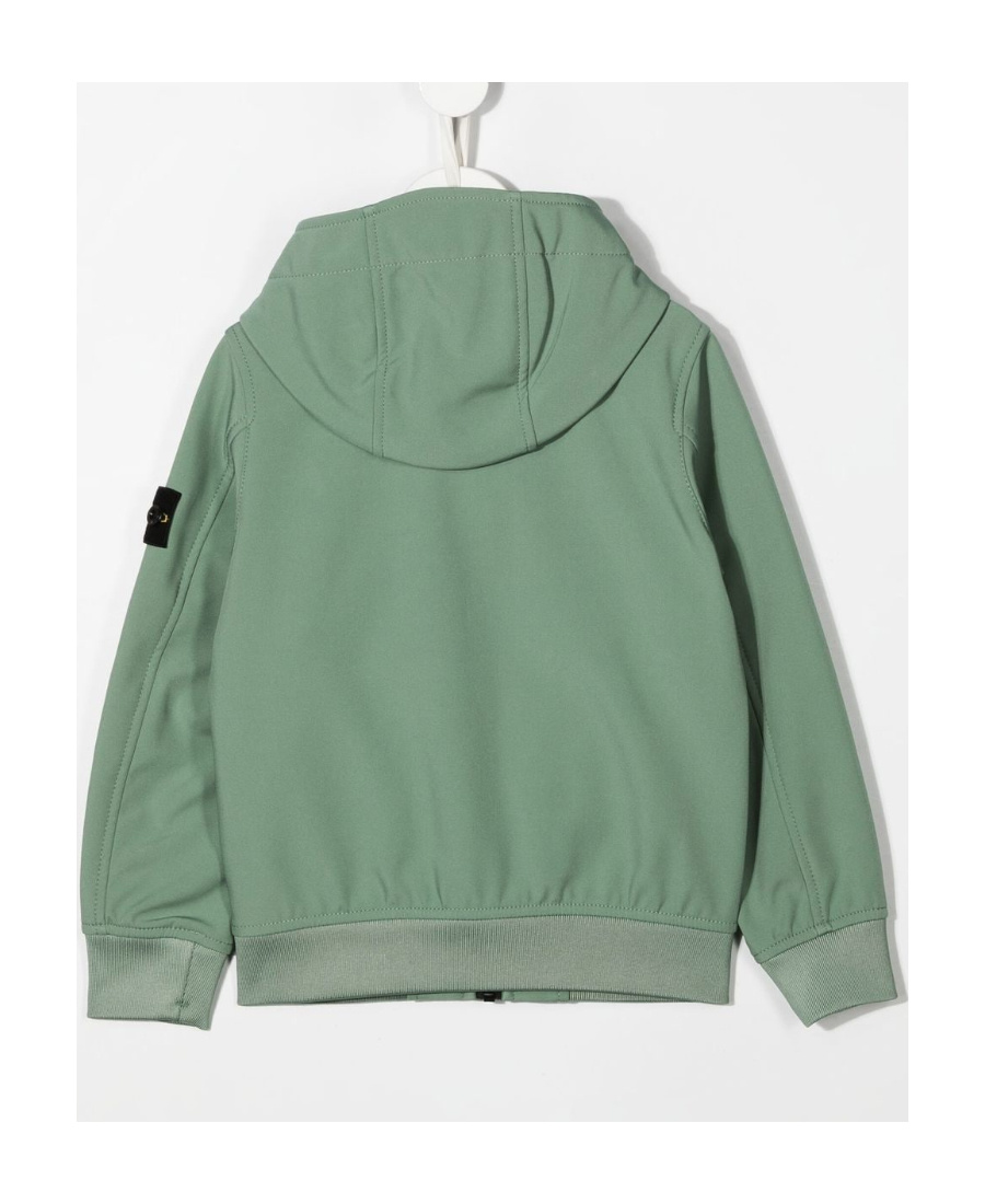 Stone Island Logo-patch Hooded Jacket In Green