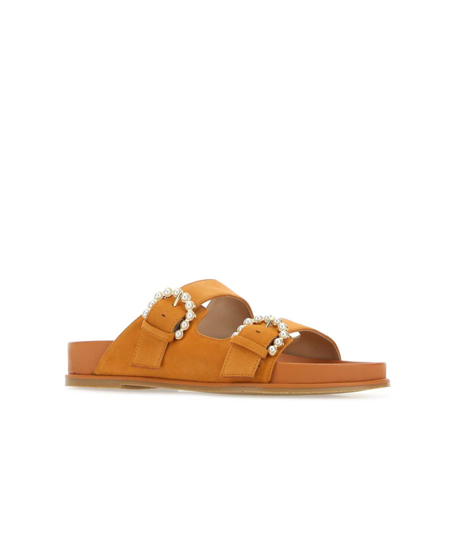 Stuart Weitzman Leather Slippers In Orange