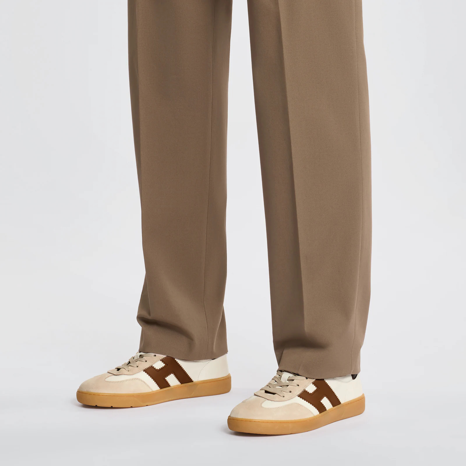Hogan Cool Smooth And Suede Leather Sneakers Shoes In Brown