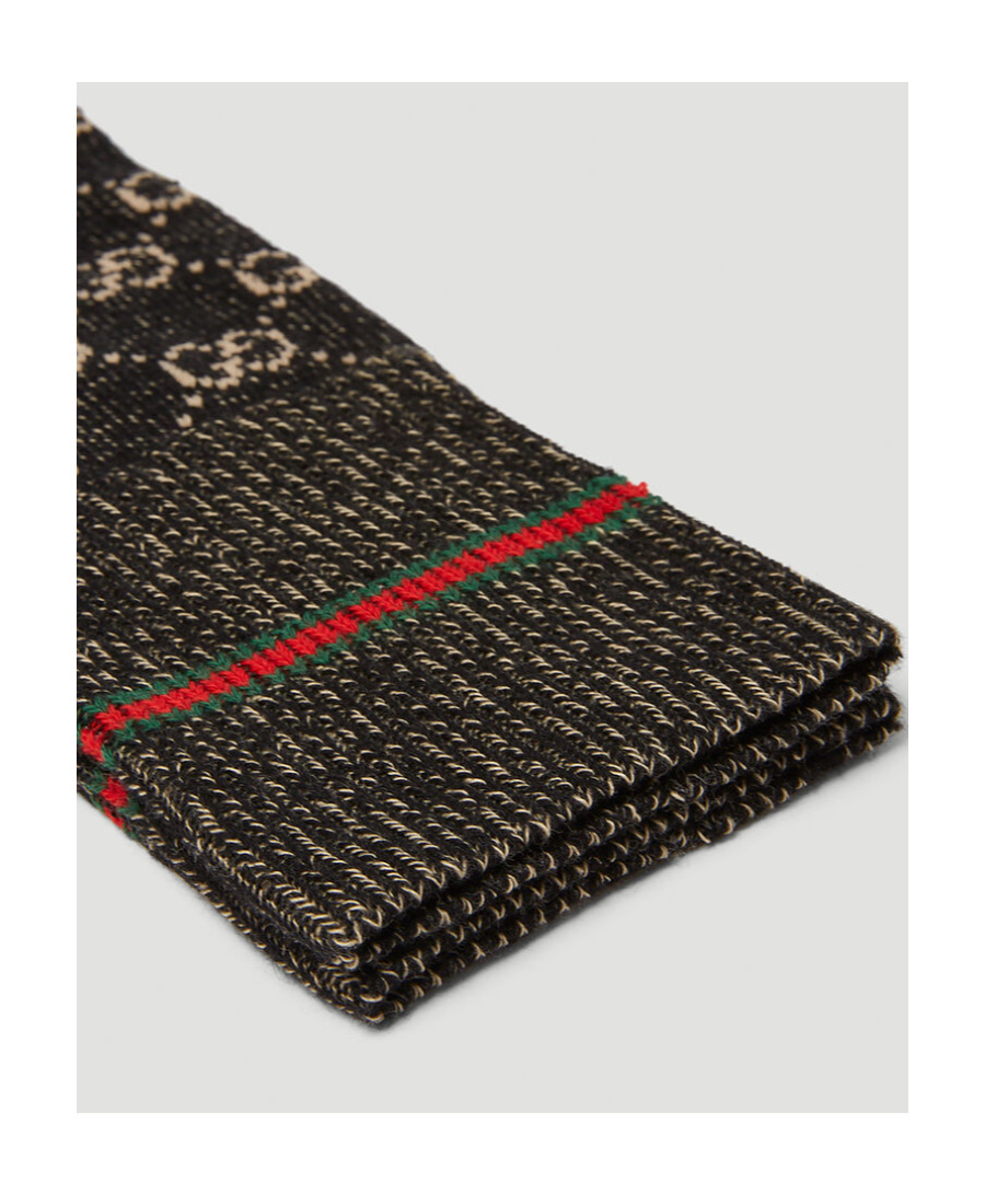 Gucci Monogram-pattern Crew Socks In Black