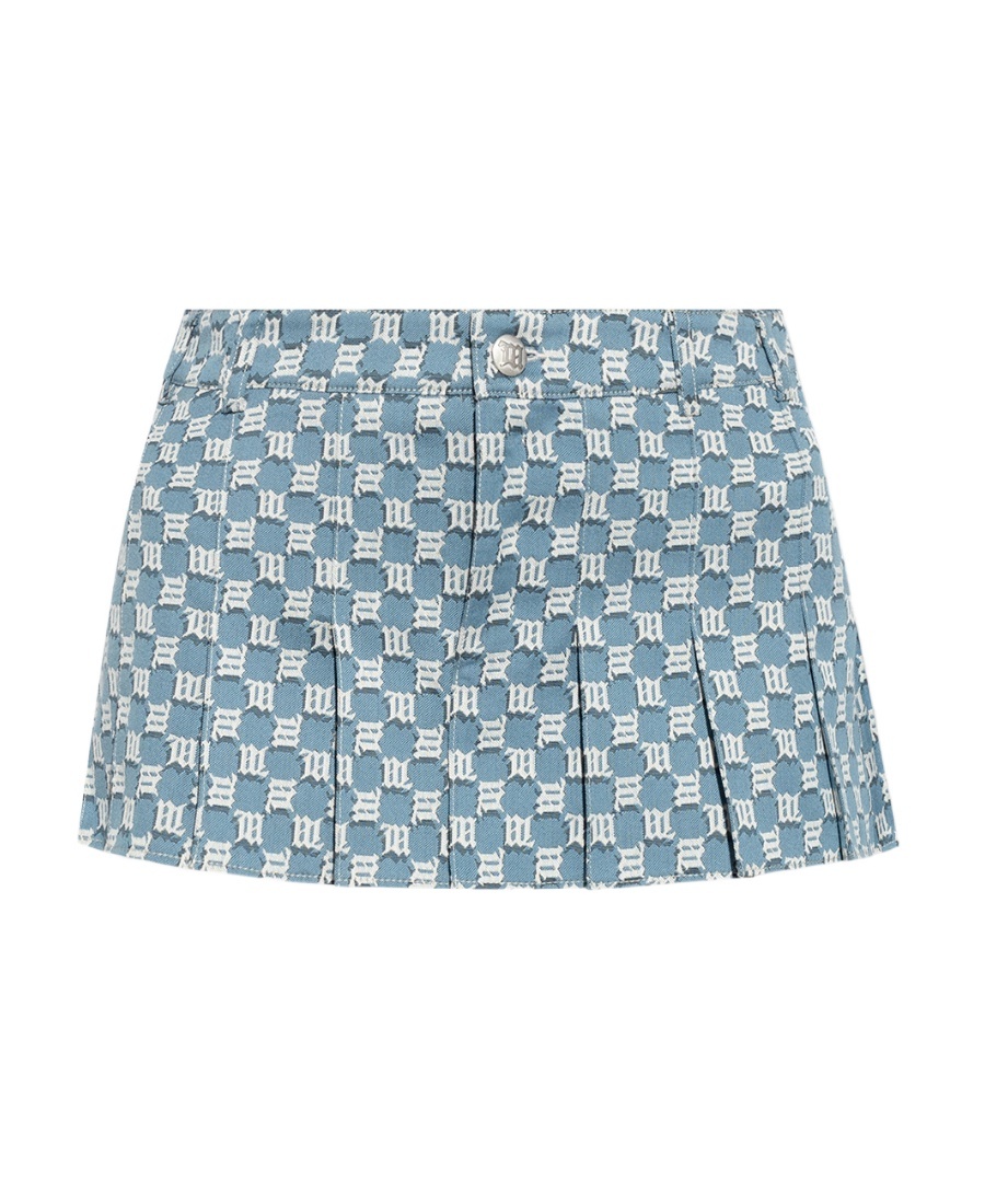 Misbhv Monogram-print Jacquard Miniskirt In Blue