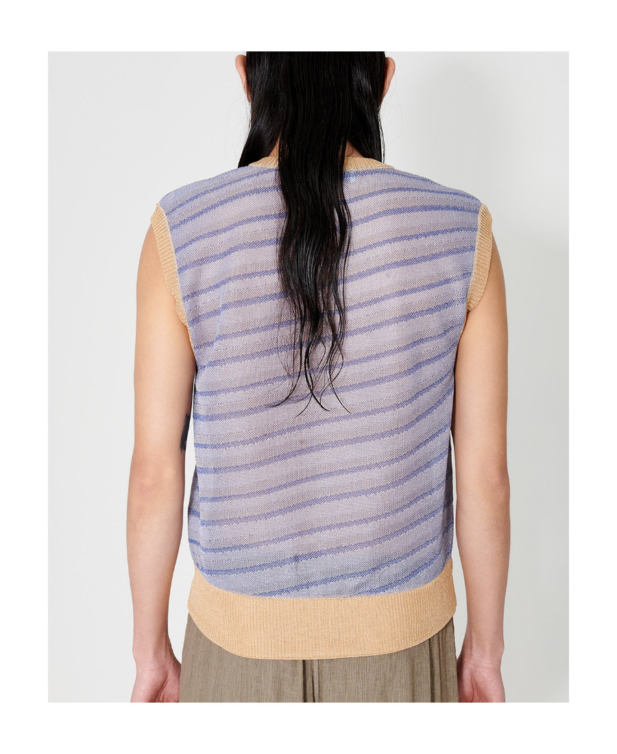 Our Legacy Static Stripes Knitted Vest In Gray