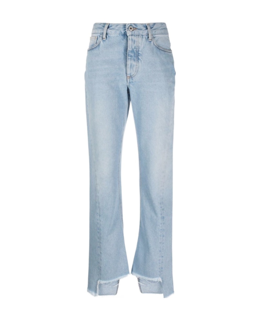 Off-white Frayed-edge Straight-leg Jeans In Blue