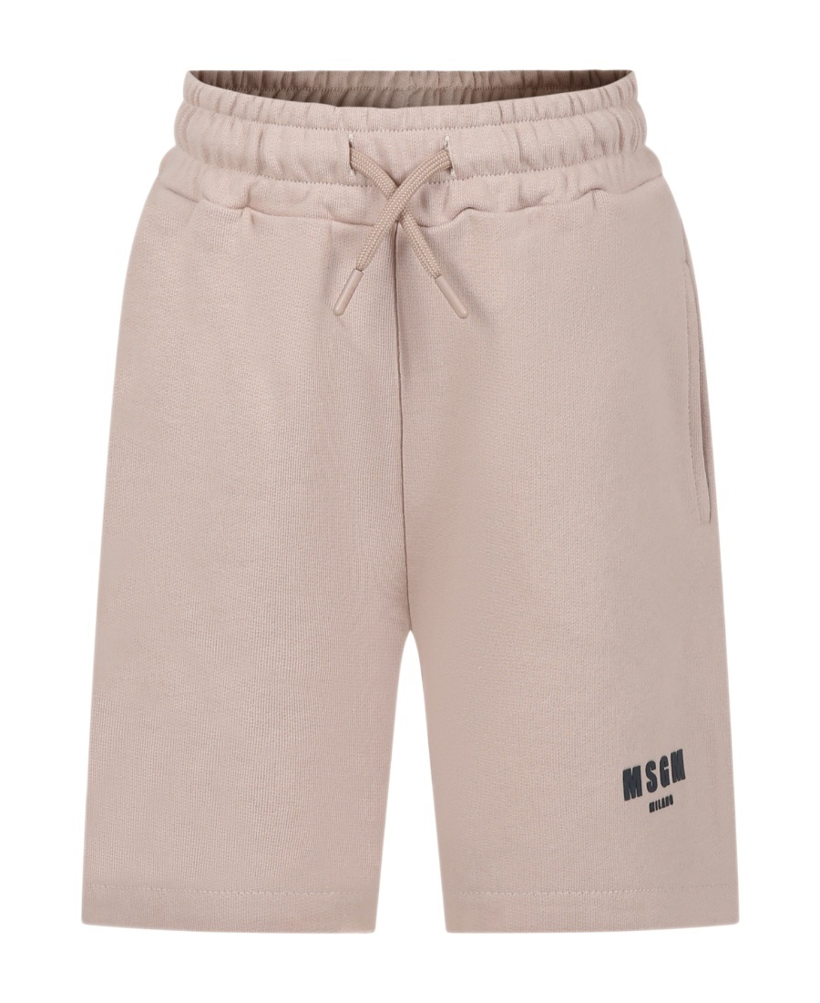 MSGM LOGO-PRINT COTTON BERMUDA SHORTS