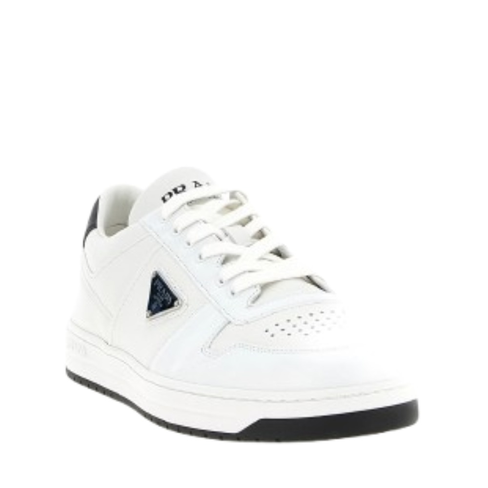 Prada Downtown Leather Sneakers In White