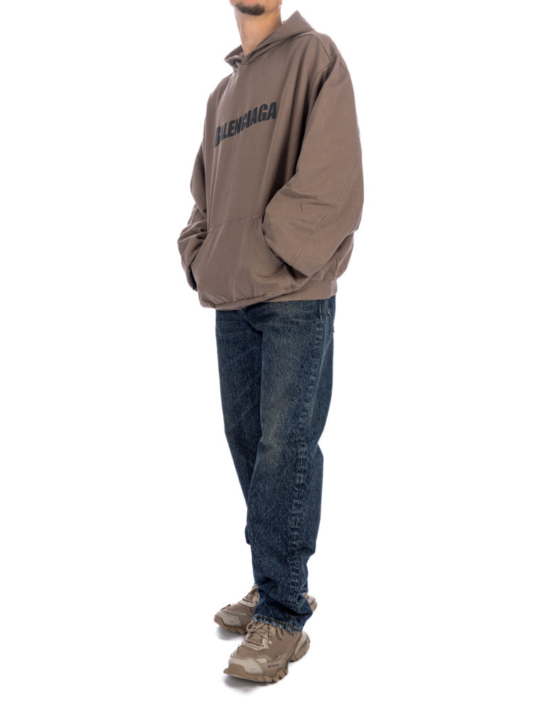 Balenciaga Logo Printed Distressed Hoodie In Green
