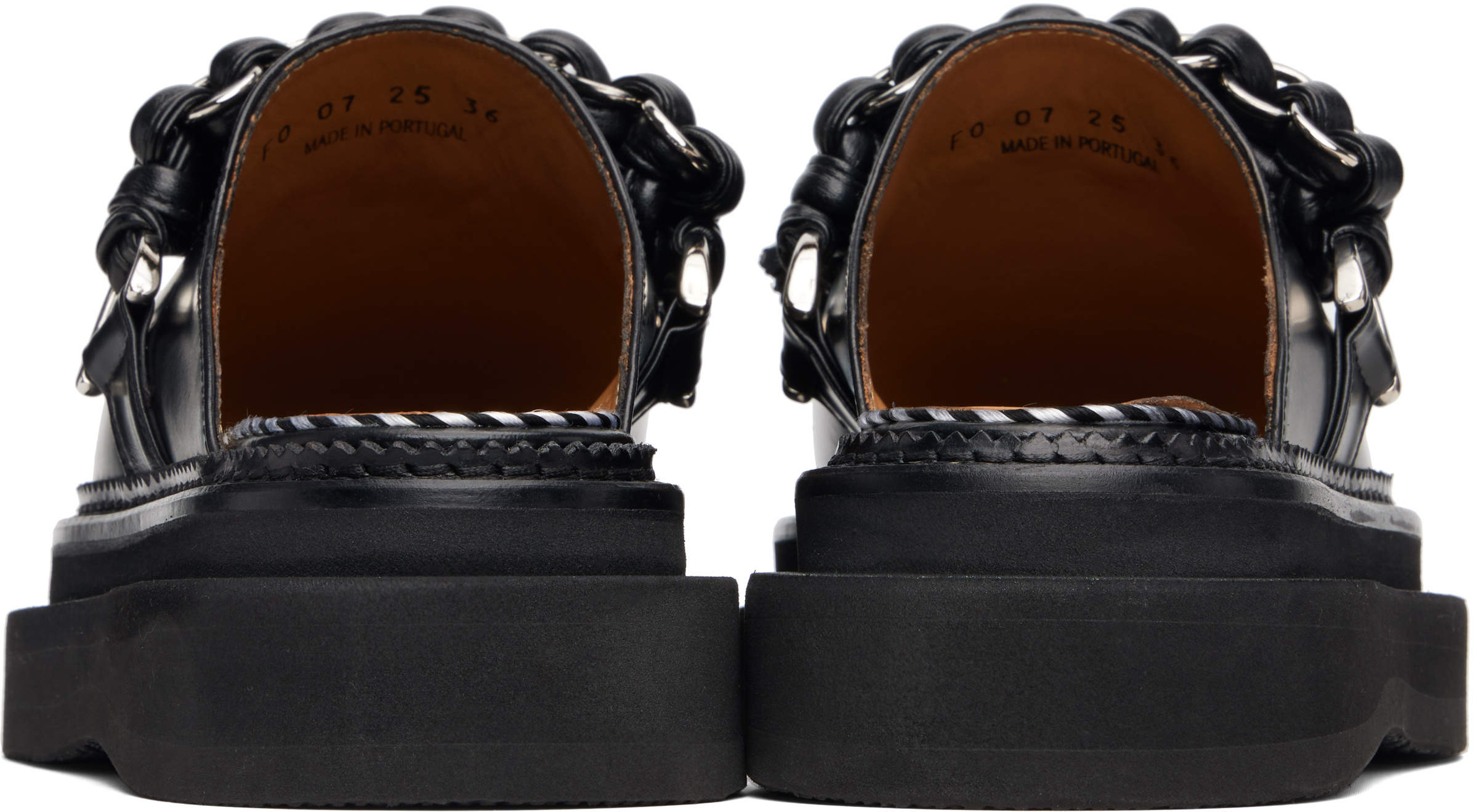 Toga Leather Slip-on Mules In Black