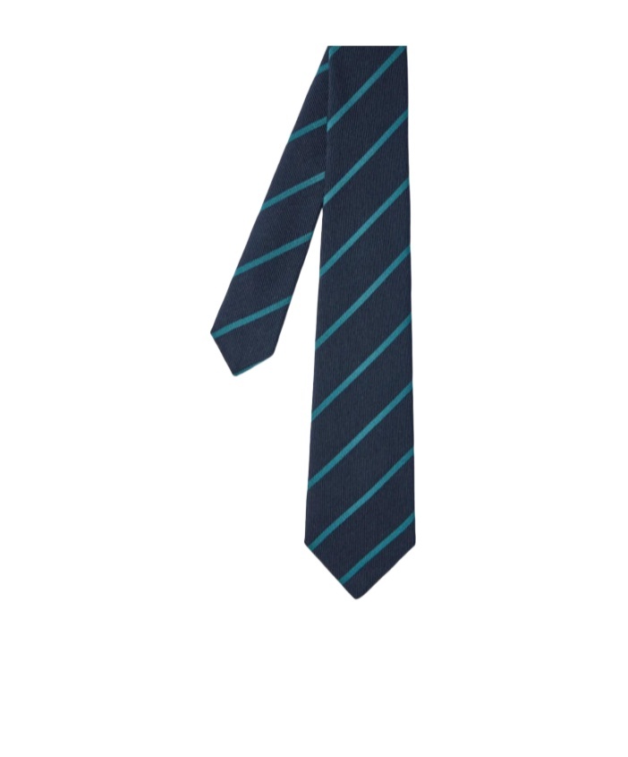 Paul Smith Navy Blue Wool-silk Spaced Stripe Tie In Blue