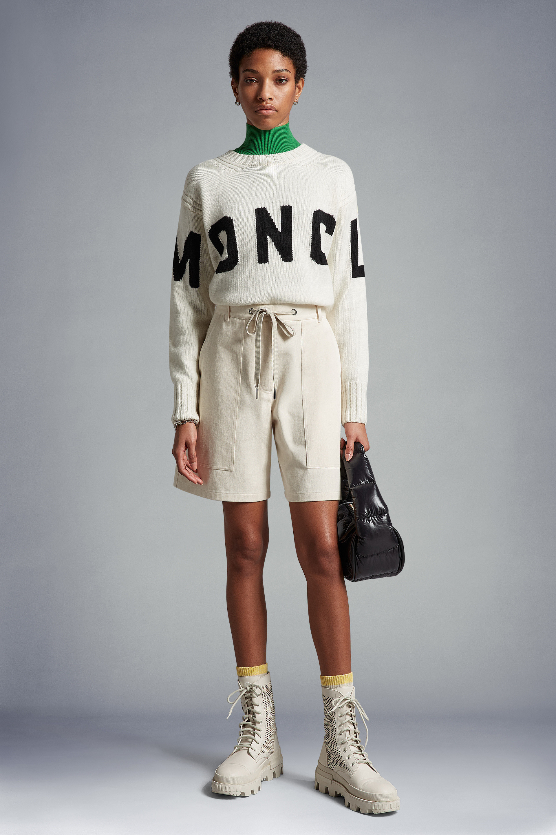 Moncler Drawstring-waist Cotton Shorts In White