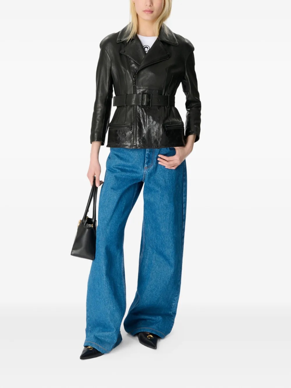 Marine Serre Loose Fit Jeans In Moon Laser Wash In Blue