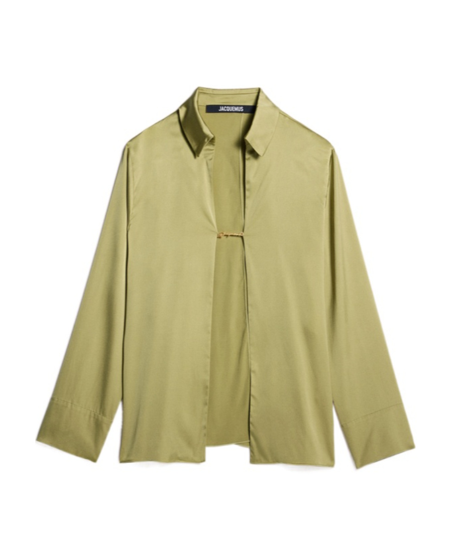 Jacquemus Notte Logo Plaque Blouse In Green