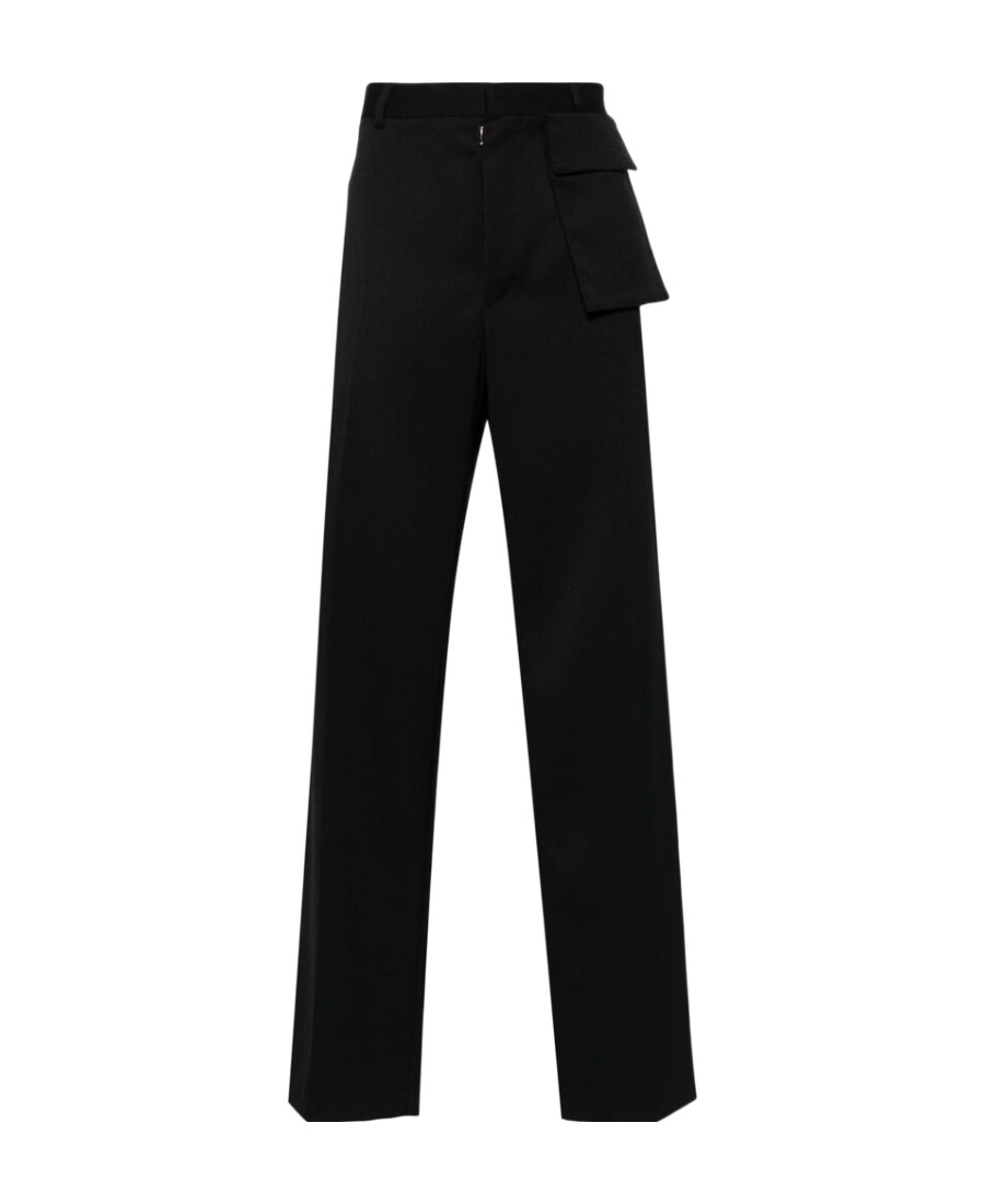 Mm6 Maison Margiela Logo-embroidered Straight-leg Tailored Trousers In Black