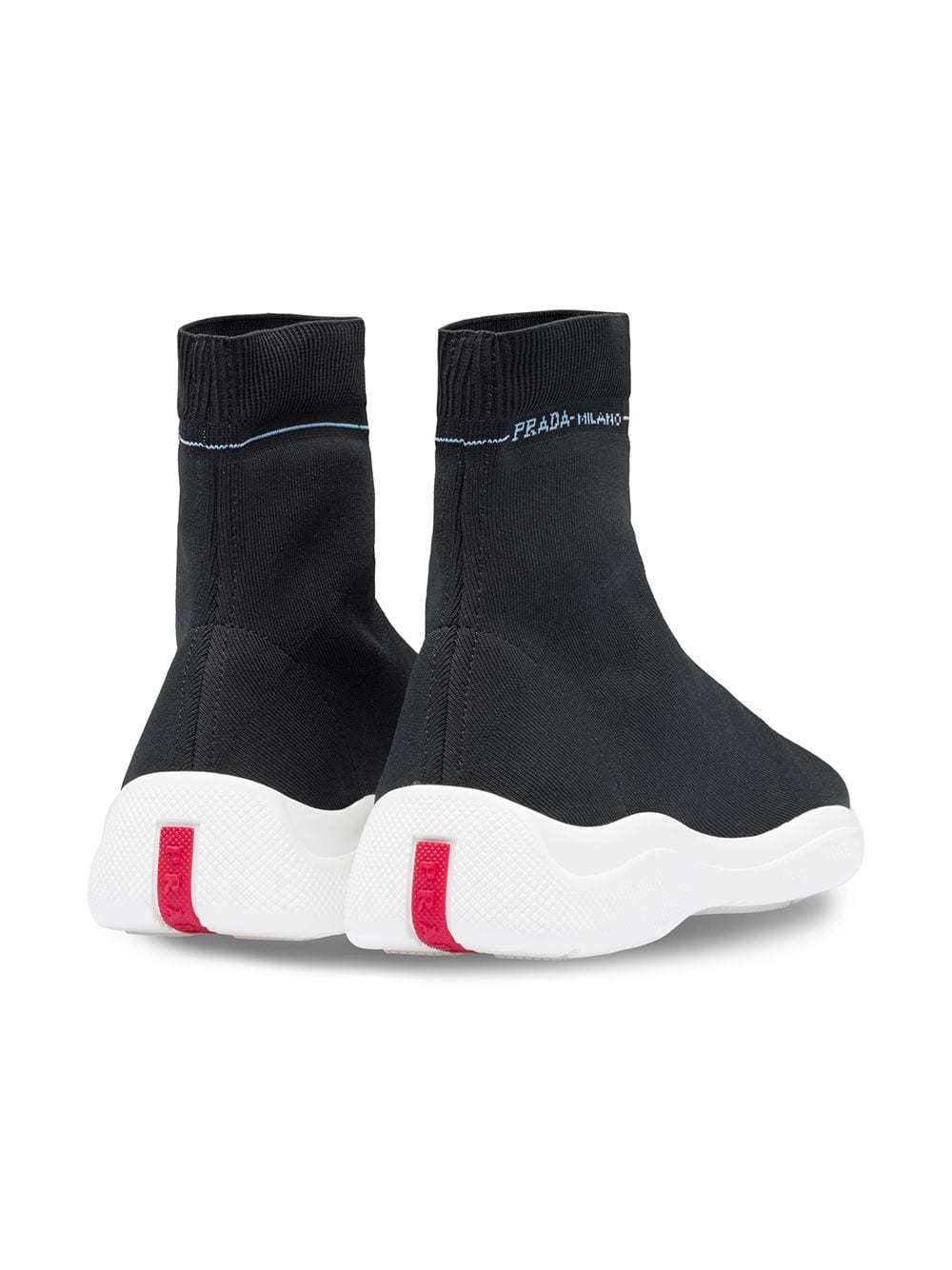 Prada Strapless High-top Sneakers In Black