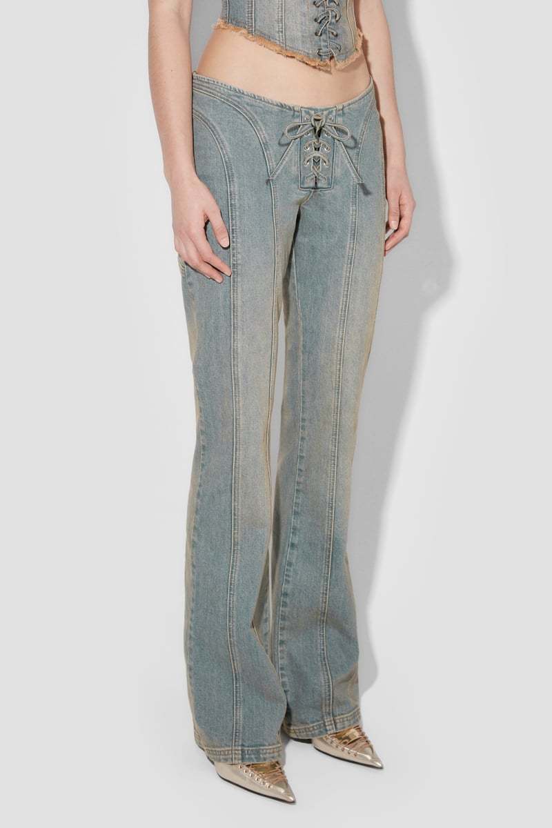 Misbhv Lara Low-rise Flared Jeans In Gray