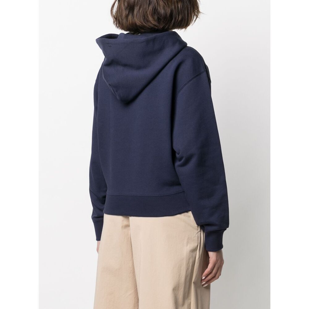 Kenzo Relaxed-fit Blue Hoodie With Embroidered Logo In Blue
