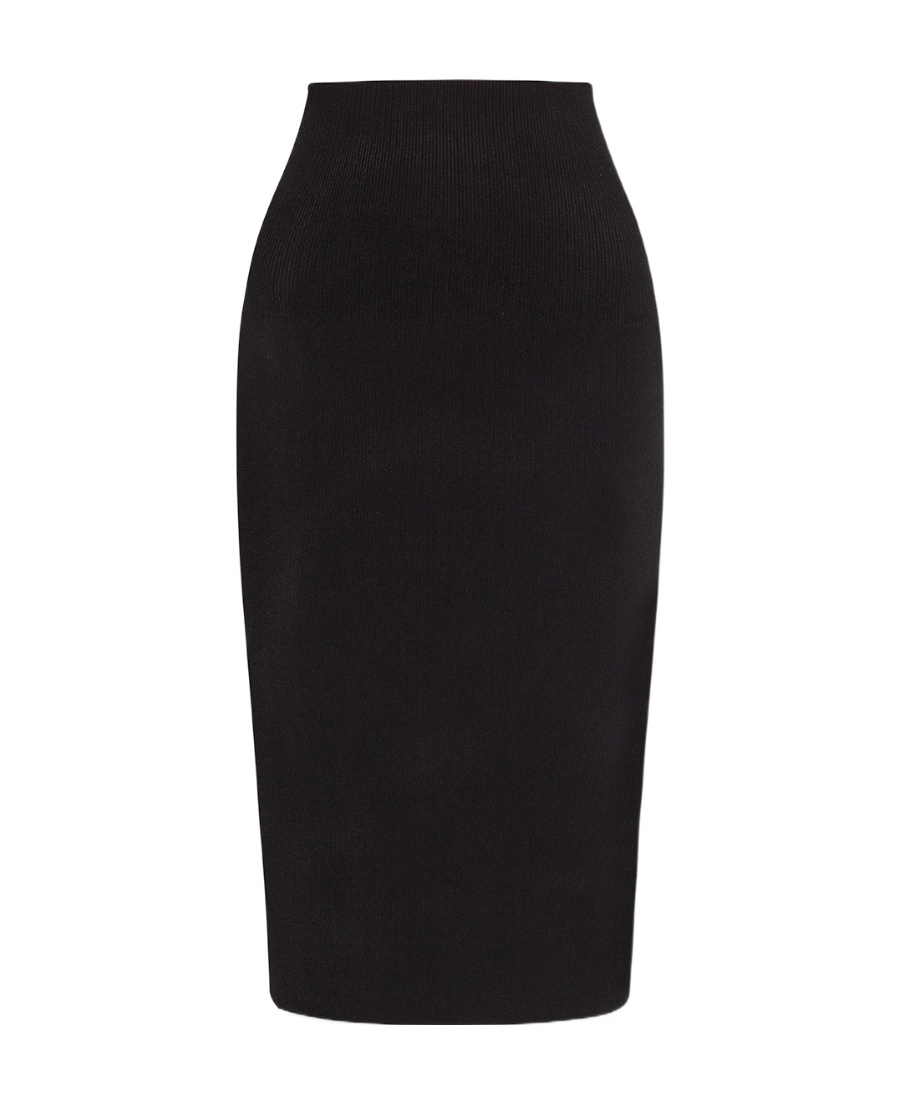 Shop Victoria Beckham Knitted Midi Pencil Skirt In Black