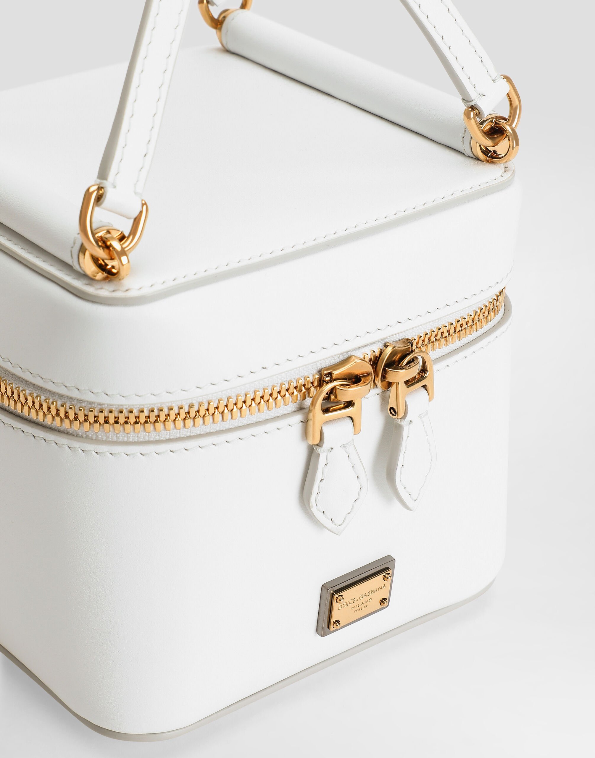 Dolce & Gabbana Sicily Leather Handbag With Iconic Logo Plate In White