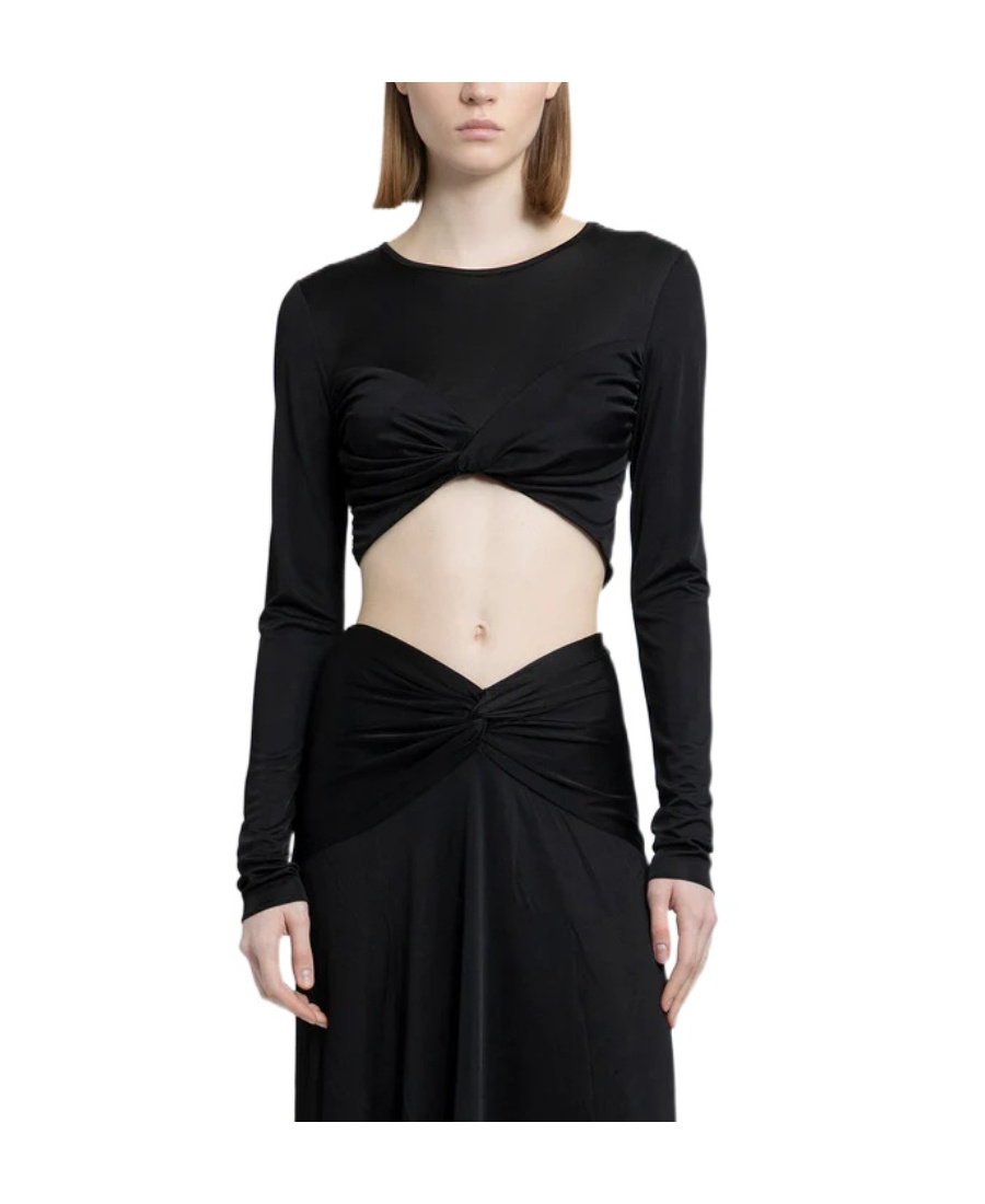 Isabel Marant Pleated Long-sleeved T-shirt In Black