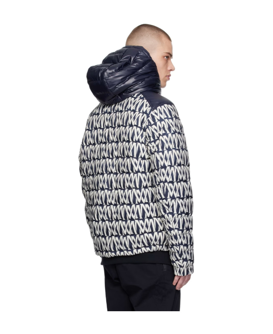 Moncler Monogram-print Puffer Jacket In Black
