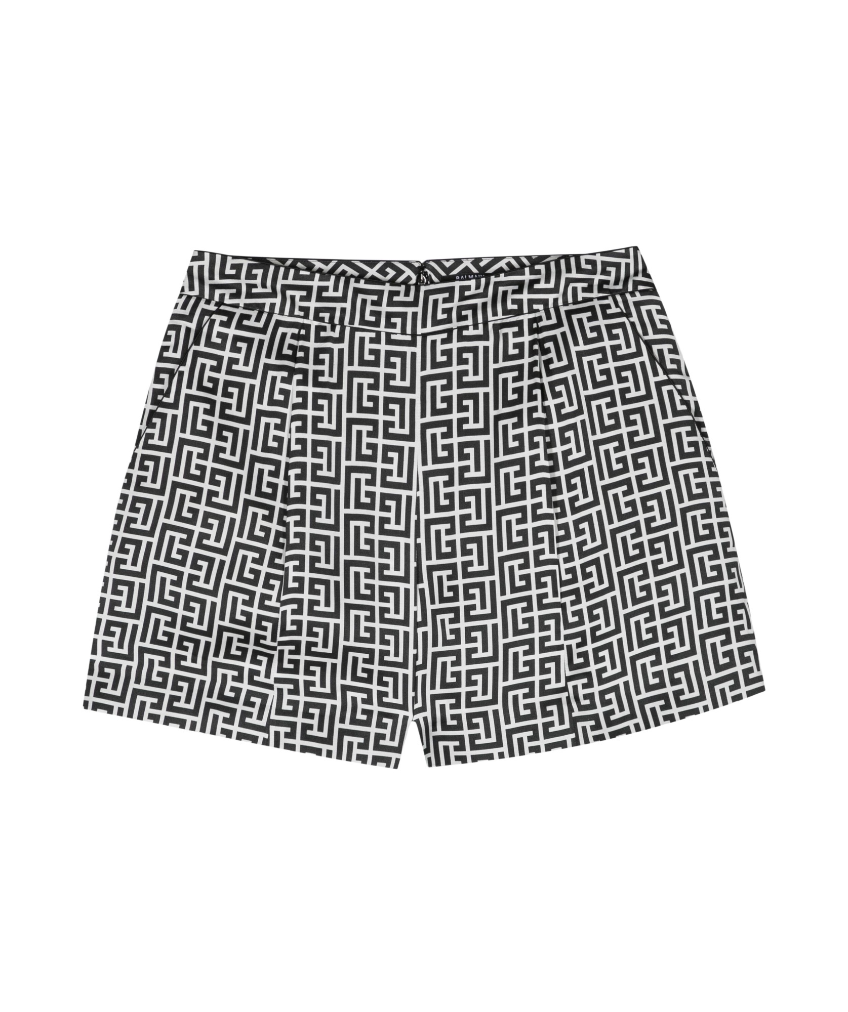 BALMAIN MONOGRAM-PRINT SATIN SHORTS