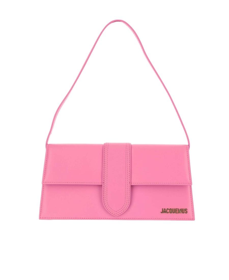 Jacquemus Dark Pink Leather Le Bambino Long Shoulder Bag In Pink