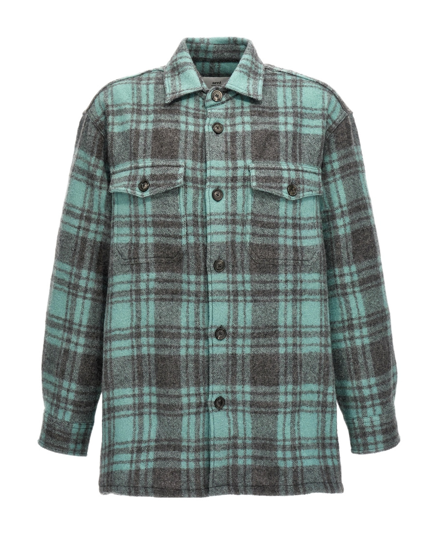 Ami Alexandre Mattiussi Ami Paris Checked Buttoned-up Overshirt In Green