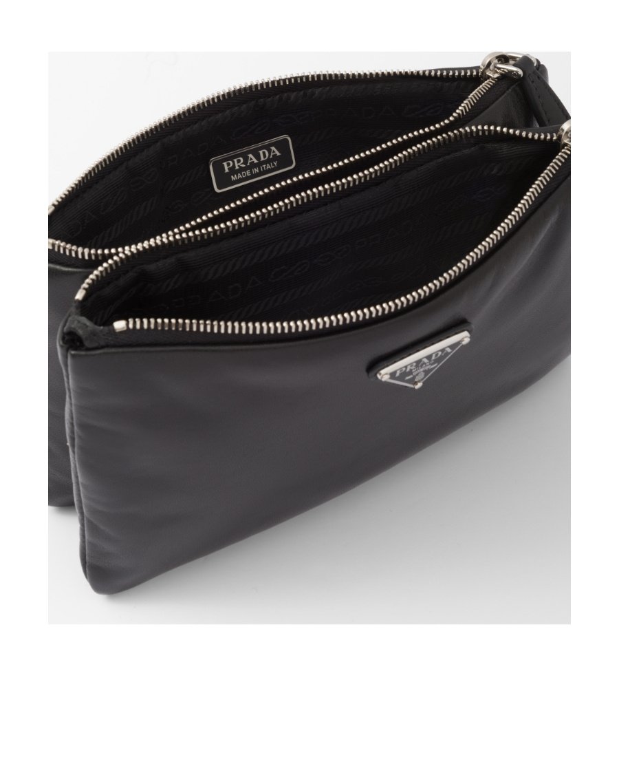 Prada Triangle-logo Dividable Pouch In Black