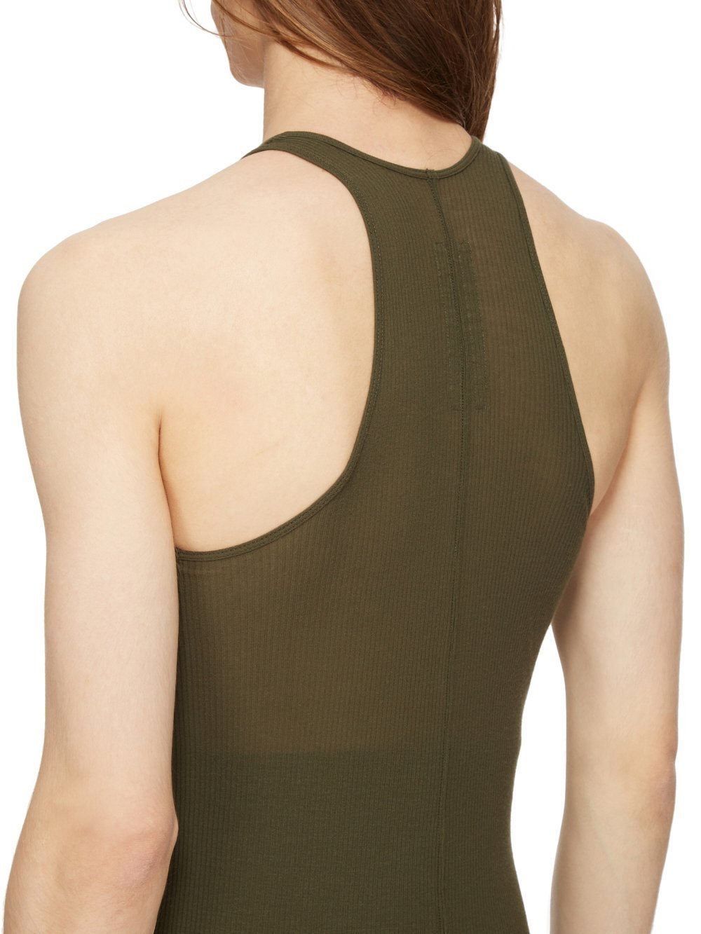 Rick Owens Basic Fine-ribbed Tank Top In Green