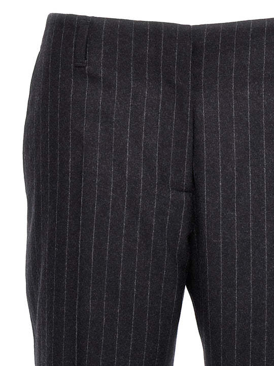 Dries Van Noten Striped Casual Pants In Black