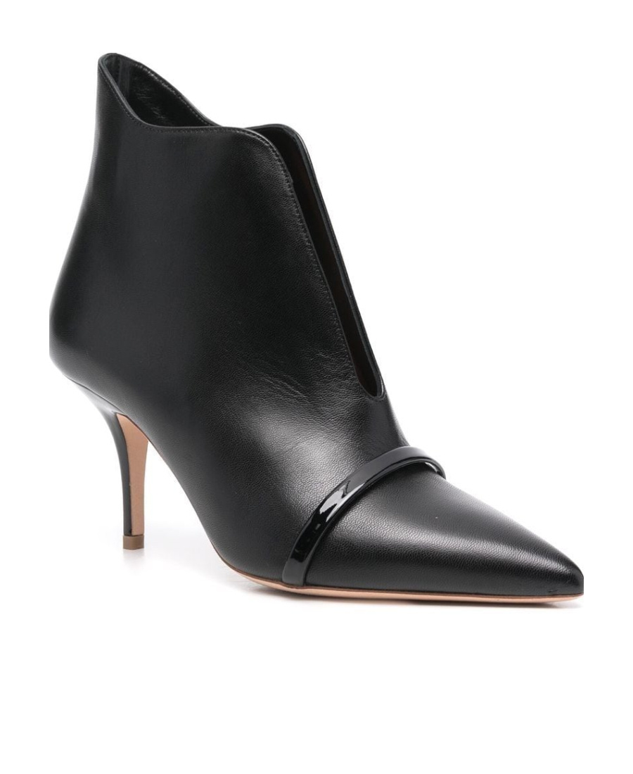 Malone Souliers Loren Leather V-cut Stiletto Booties In Black