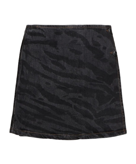 Ganni Tiger-print Denim Mini Wrap Skirt