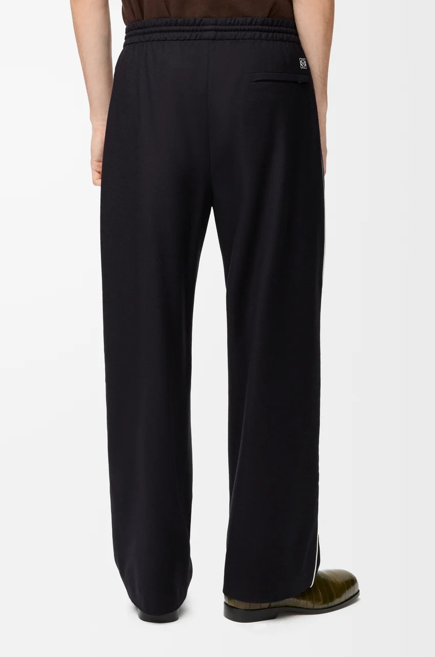 Loewe Wool-blend Drawstring Trousers In Blue