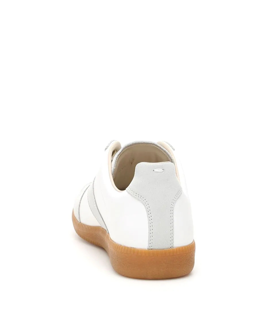 Maison Margiela White Sneakers With Textured Panels And Gum Rubber Sole