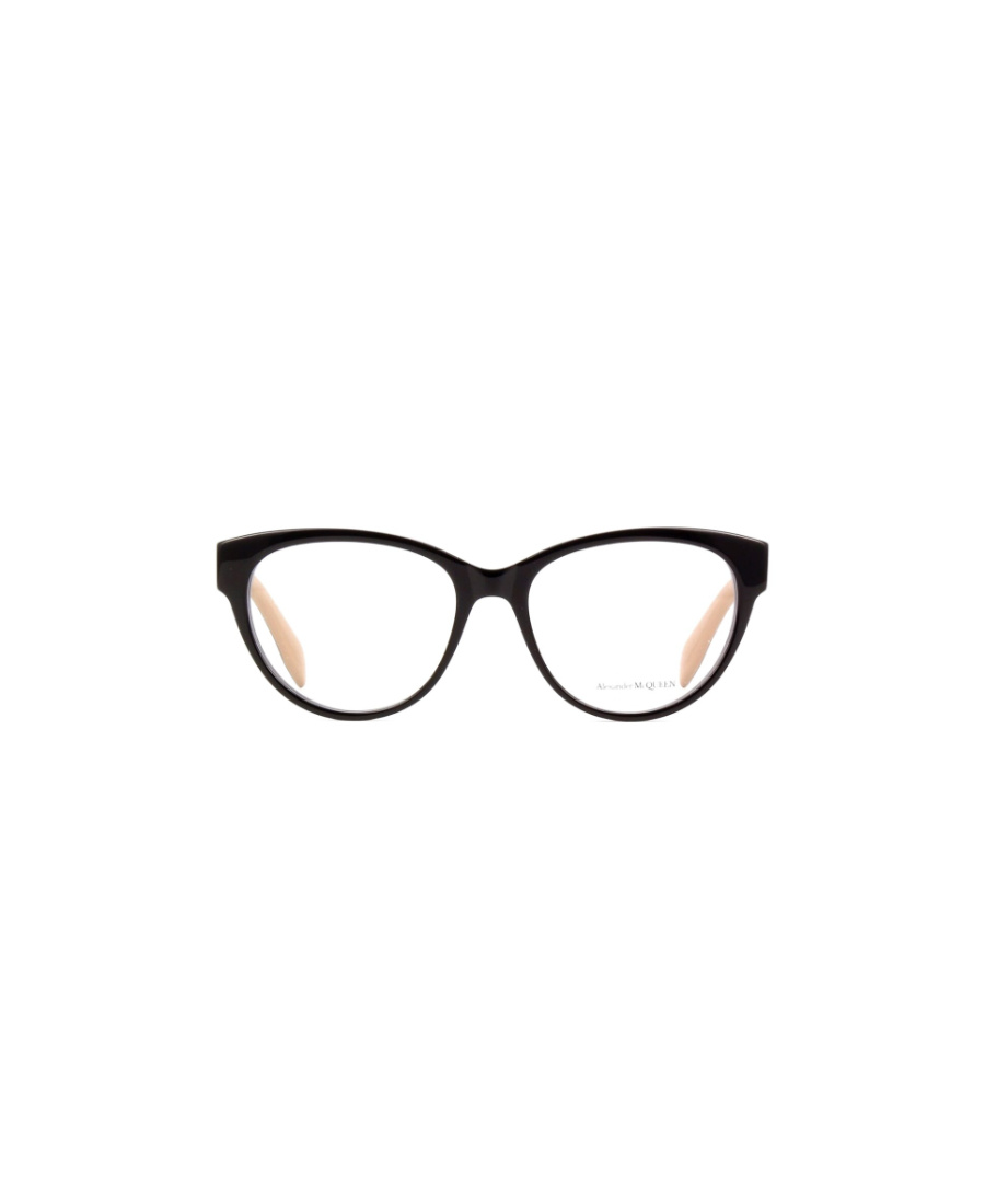 Alexander Mcqueen Logo Printed Cat Eye Frame Glasses In Black