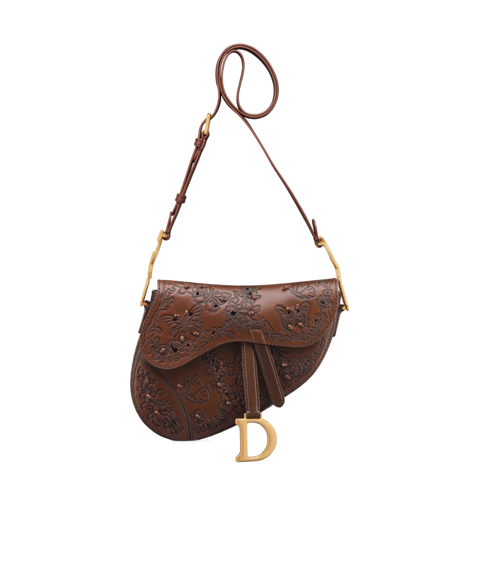 Dior Medium Soft Saddle Bag With Strap In Brown