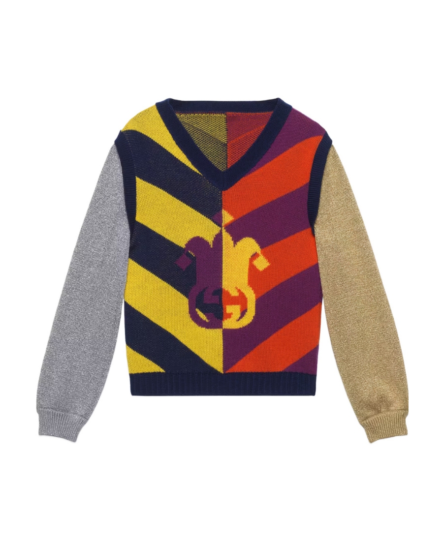 Gucci Colour-block Striped-jacquard Jumper In Multicolor