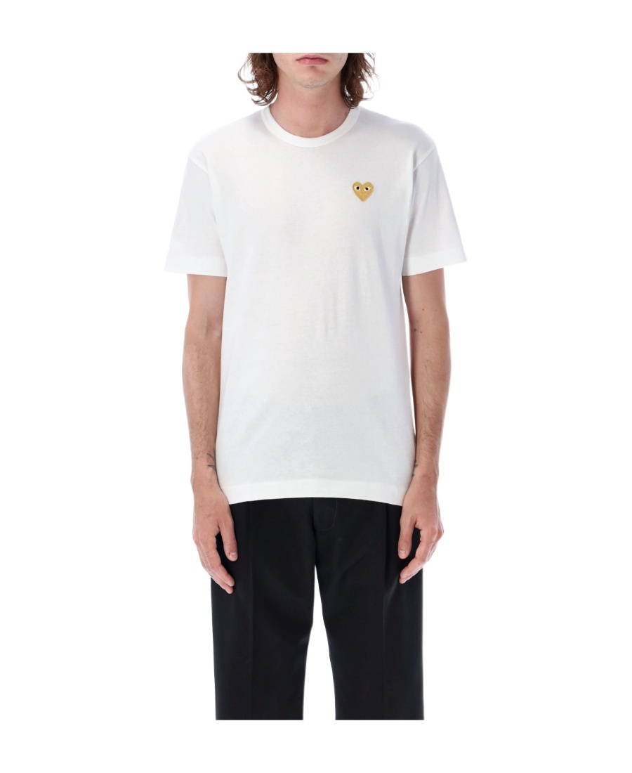 Comme Des Garçons Play T-shirt With Round Neck And Short Sleeves In White