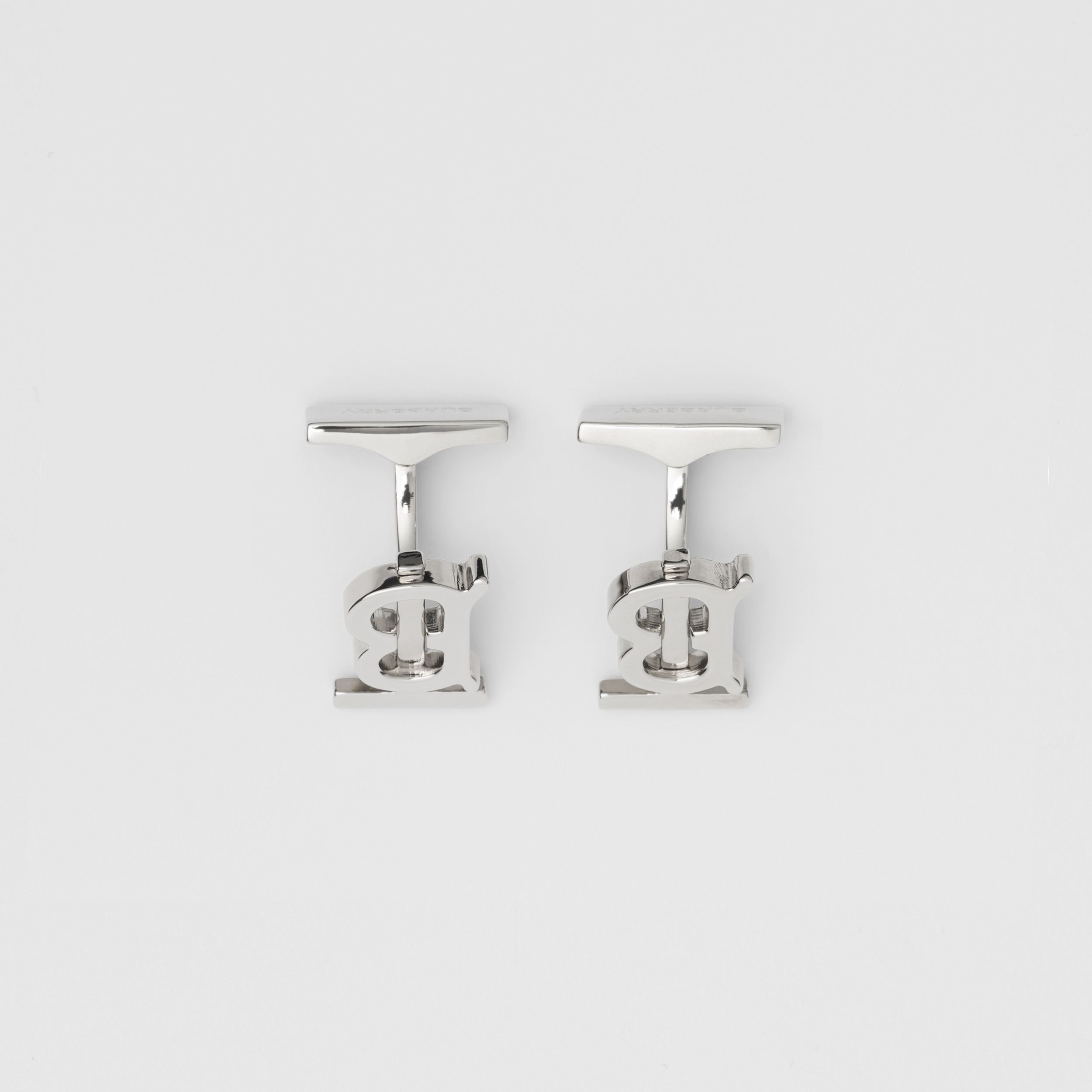 Burberry Monogram Motif Palladium-plated Cufflinks In White